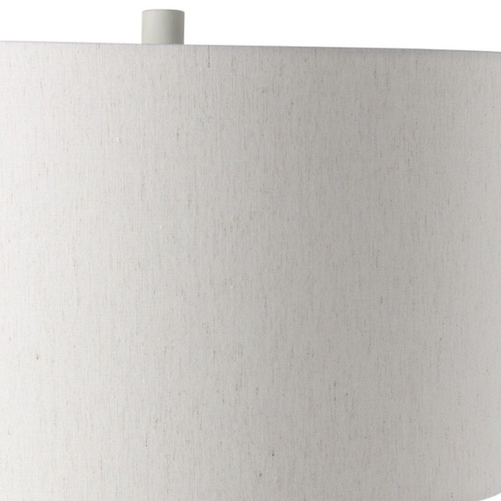 30" Cream Round Bedside Lamp With Drum Shade — view 2