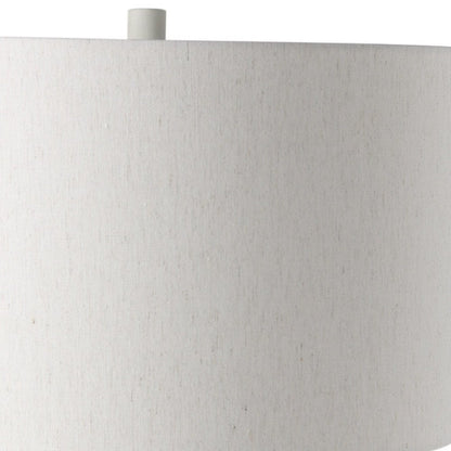 30" Cream Round Bedside Lamp With Drum Shade