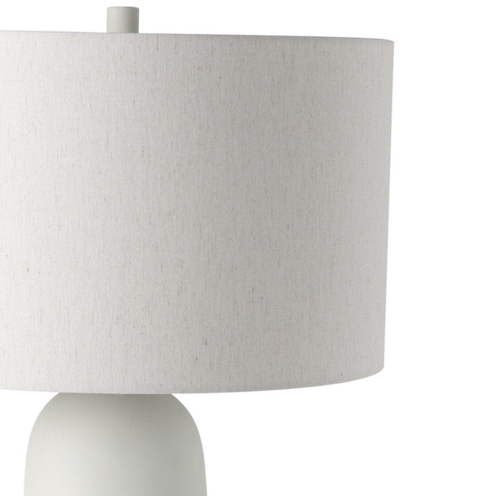 30" Cream Round Bedside Lamp With Drum Shade — view 3