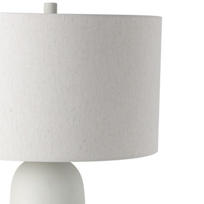 30" Cream Round Bedside Lamp With Drum Shade