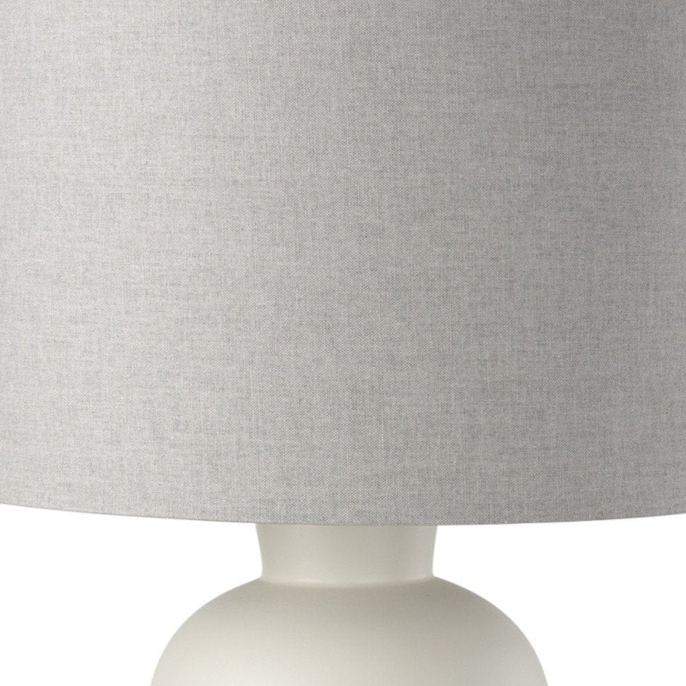 33" Cream Round Bedside Lamp With Drum Shade — view 2