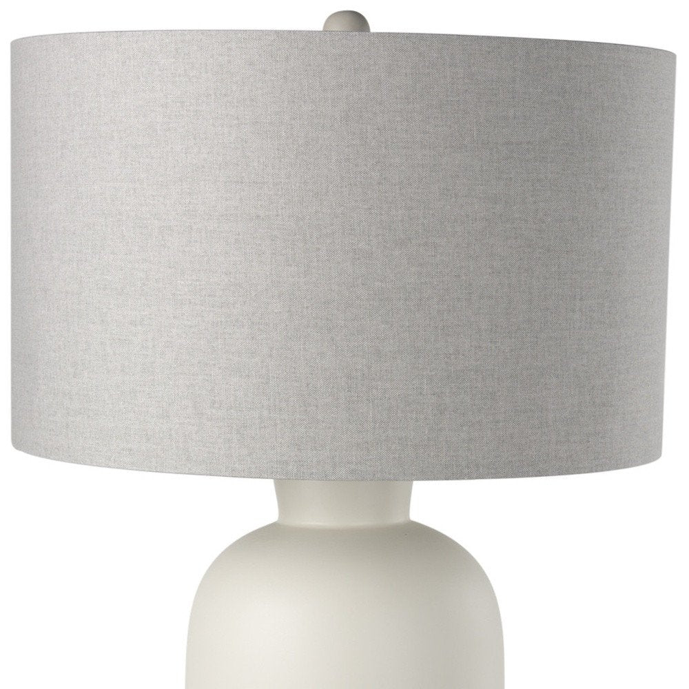 33" Cream Round Bedside Lamp With Drum Shade — view 3