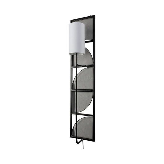 47" Black Metal and Fabric Wallchiere Sconce HomeRoots