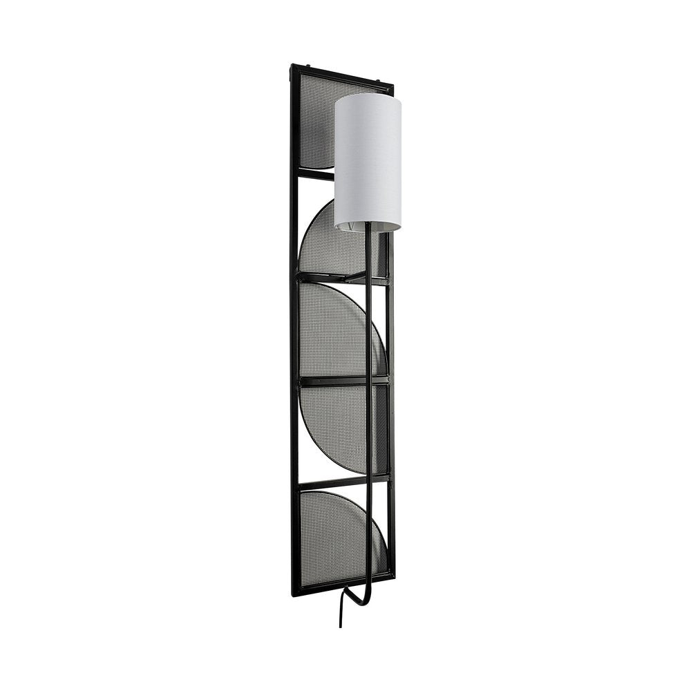 47" Black Metal and Fabric Wallchiere Sconce HomeRoots