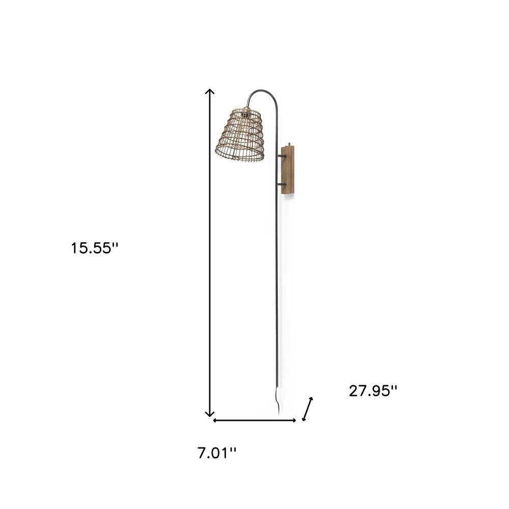 16" Brown And Black And Brown Metal Wallchiere Sconce HomeRoots