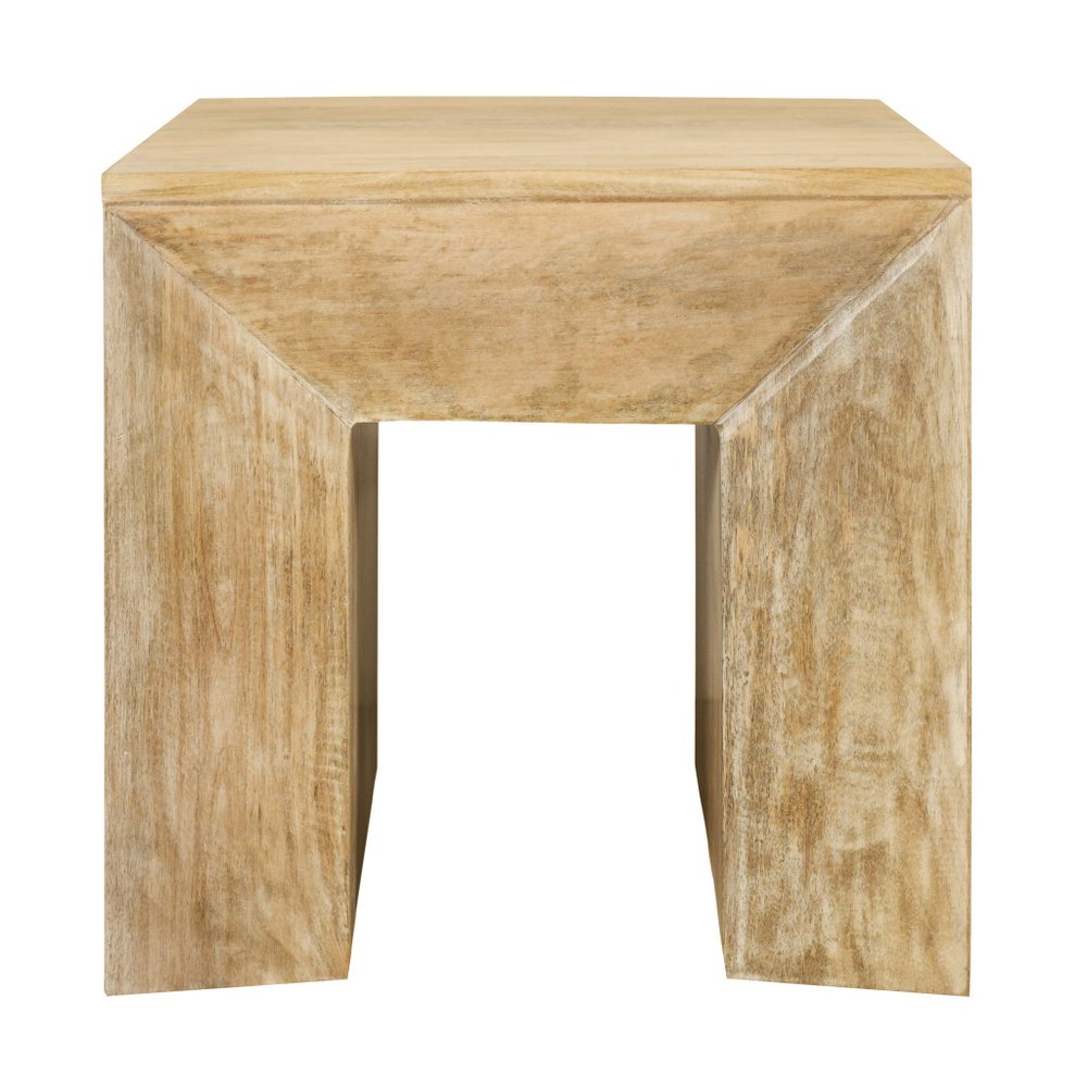 20" Natural Natural Distressed Solid Wood Square Frame End Table HomeRoots