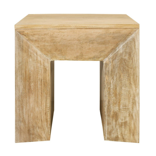 20" Natural Natural Distressed Solid Wood Square Frame End Table