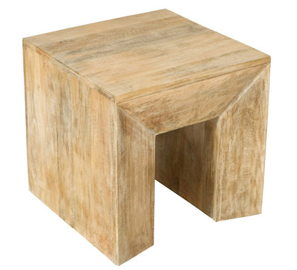 20" Natural Natural Distressed Solid Wood Square Frame End Table HomeRoots