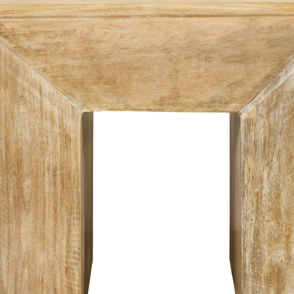 20" Natural Natural Distressed Solid Wood Square Frame End Table HomeRoots