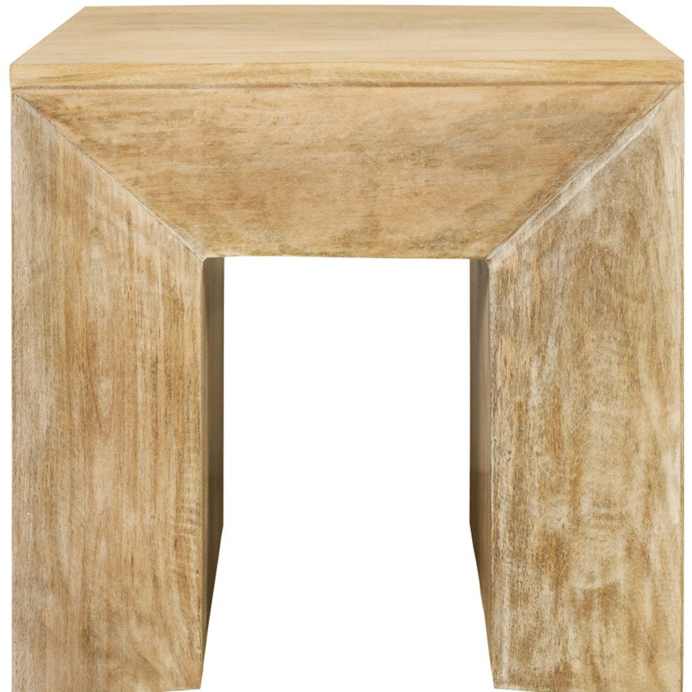 20" Natural Natural Distressed Solid Wood Square Frame End Table — view 5