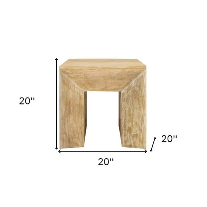 20" Natural Natural Distressed Solid Wood Square Frame End Table HomeRoots