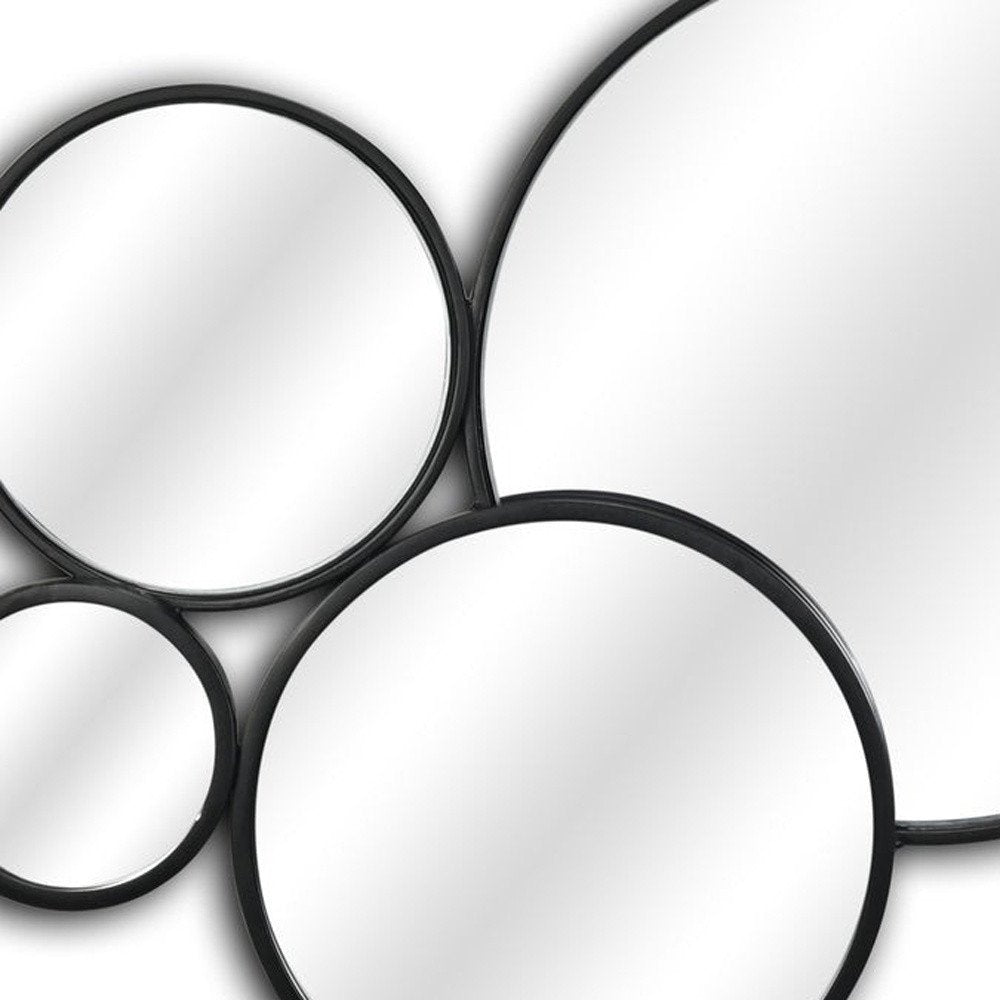Set Of Eight Black Metal Round Cojoined Accent Mirrors HomeRoots