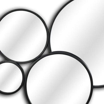 Set Of Eight Black Metal Round Cojoined Accent Mirrors HomeRoots