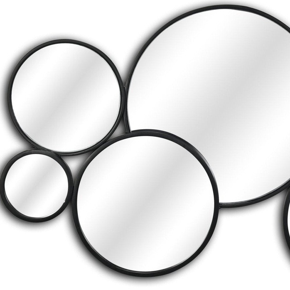 Set Of Eight Black Metal Round Cojoined Accent Mirrors HomeRoots