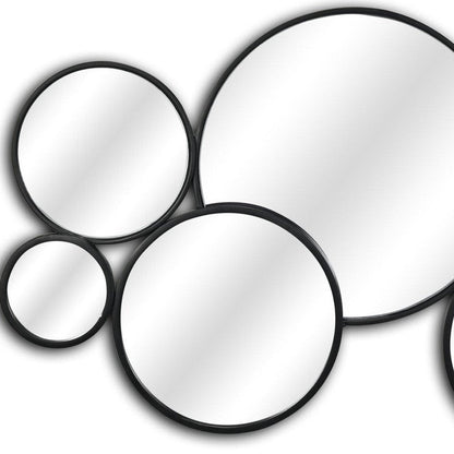 Set Of Eight Black Metal Round Cojoined Accent Mirrors HomeRoots