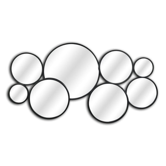 Set Of Eight Black Metal Round Cojoined Accent Mirrors HomeRoots