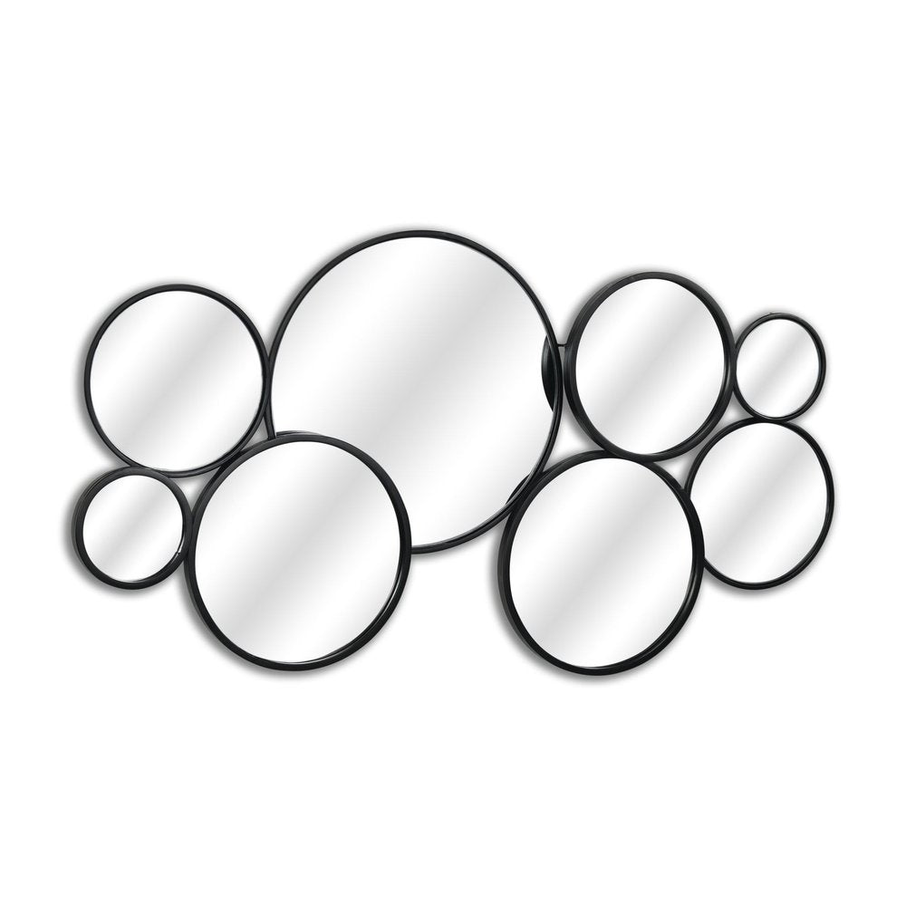 Set Of Eight Black Metal Round Cojoined Accent Mirrors HomeRoots
