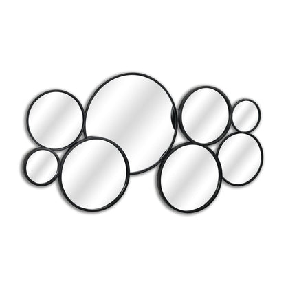 Set Of Eight Black Metal Round Cojoined Accent Mirrors HomeRoots