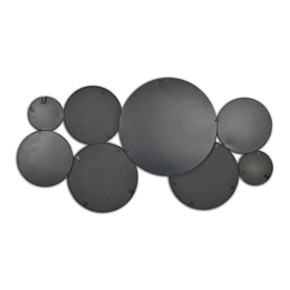 Set Of Eight Black Metal Round Cojoined Accent Mirrors HomeRoots