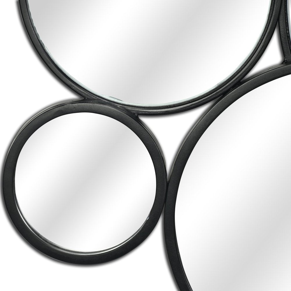 Set Of Eight Black Metal Round Cojoined Accent Mirrors HomeRoots
