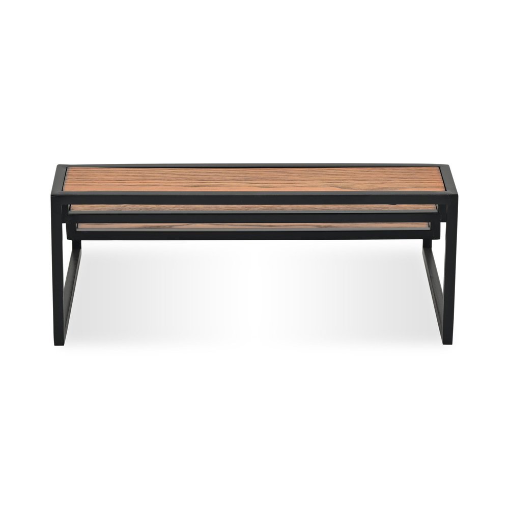 15" Black And Brown Metal And Solid Wood Handmade Three Tier Tray — view 5