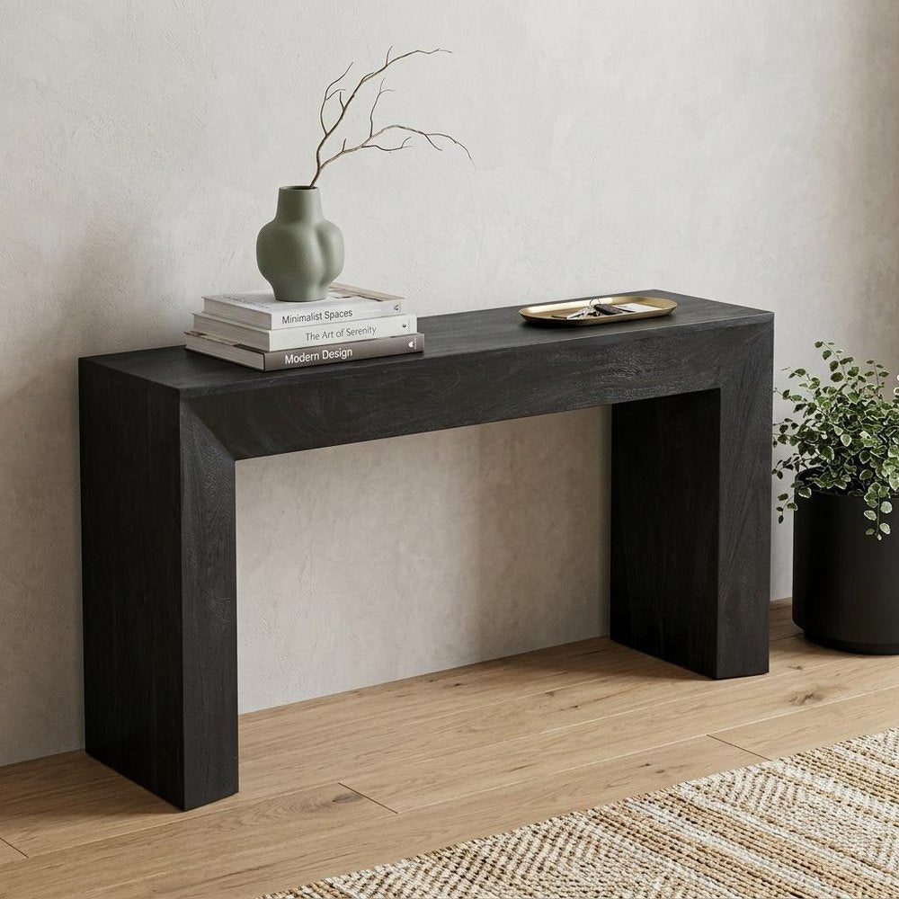 72" Charcoal Solid Wood Distressed Frame Console Table — view 7