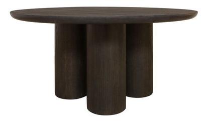 63" Dark Brown Solid Wood Round Top Dining Table HomeRoots