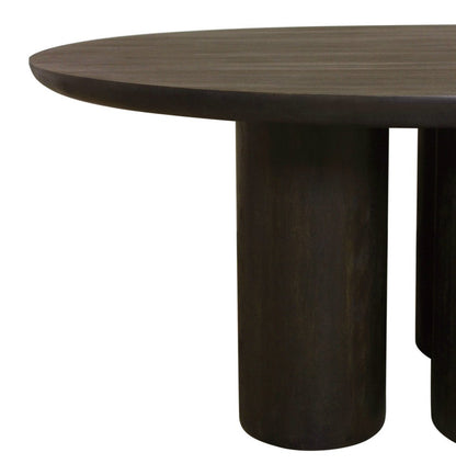 63" Dark Brown Solid Wood Round Top Dining Table HomeRoots