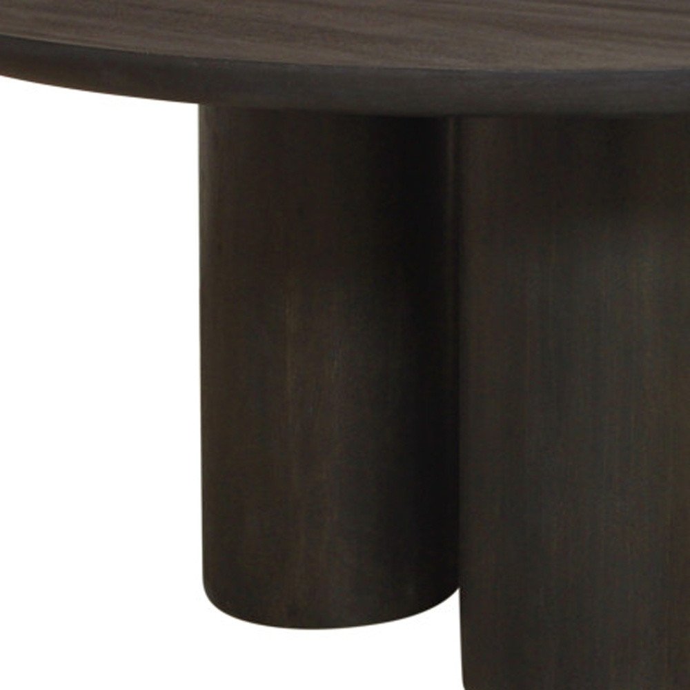 63" Dark Brown Solid Wood Round Top Dining Table — view 7