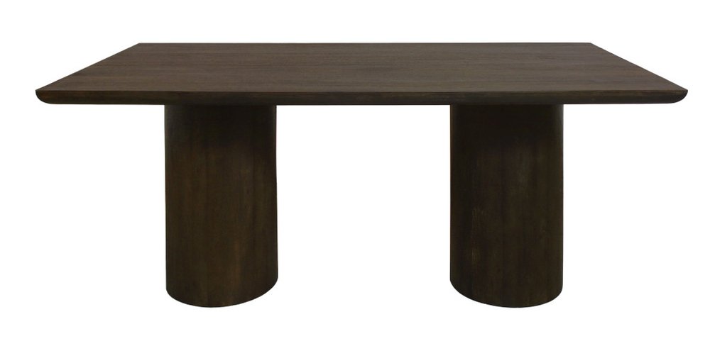 72" Dark Brown Solid Wood Double Pedestal Base Dining Table HomeRoots