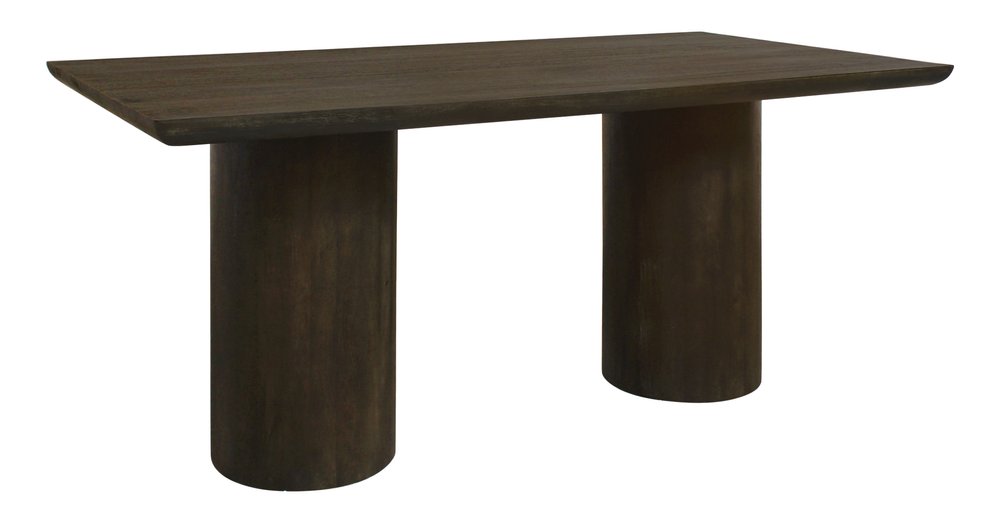 72" Dark Brown Solid Wood Double Pedestal Base Dining Table — view 2