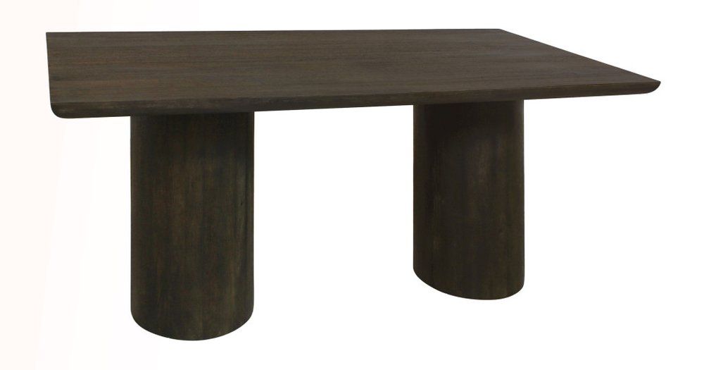 72" Dark Brown Solid Wood Double Pedestal Base Dining Table — view 3