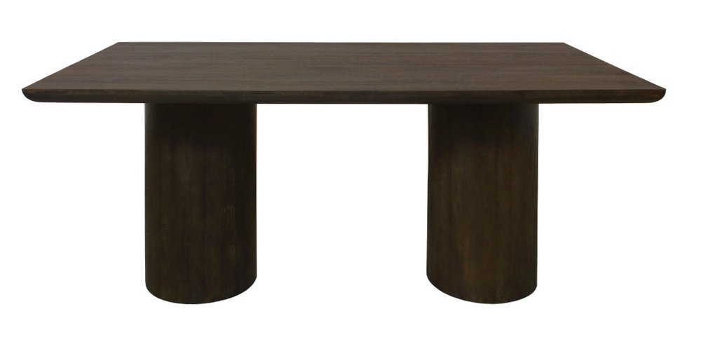 72" Dark Brown Solid Wood Double Pedestal Base Dining Table HomeRoots