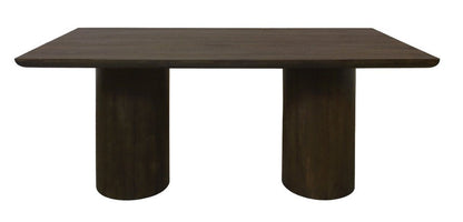 72" Dark Brown Solid Wood Double Pedestal Base Dining Table HomeRoots