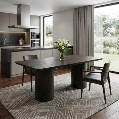 72" Dark Brown Solid Wood Double Pedestal Base Dining Table HomeRoots