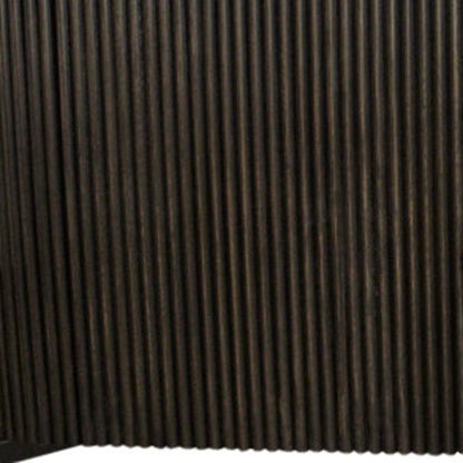 80" Brown Distressed Solid Wood Ribbed Texture Sideboard with Three Doors HomeRoots