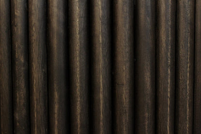 80" Brown Distressed Solid Wood Ribbed Texture Sideboard with Three Doors HomeRoots