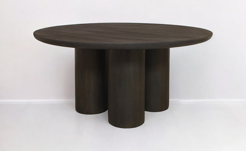 Seven Piece Dark Brown Round Solid Wood Dining Set with Six Chairs HomeRoots