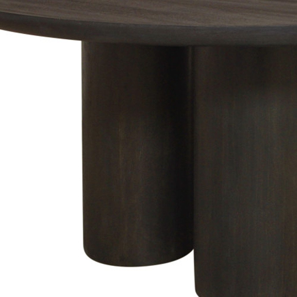 Seven Piece Dark Brown Round Solid Wood Dining Set with Six Chairs HomeRoots