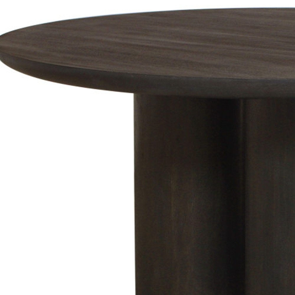 Seven Piece Dark Brown Round Solid Wood Dining Set with Six Chairs HomeRoots