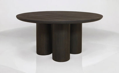 Seven Piece Dark Brown Round Solid Wood Dining Set with Six Chairs HomeRoots
