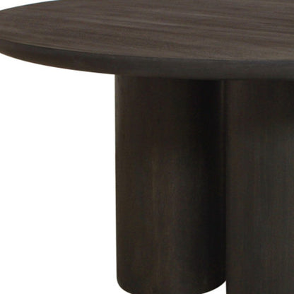 Seven Piece Dark Brown Round Solid Wood Dining Set with Six Chairs HomeRoots