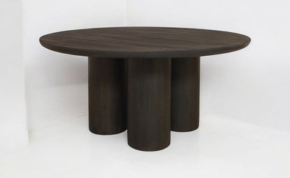 Seven Piece Dark Brown Round Solid Wood Dining Set with Six Chairs HomeRoots