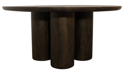 Seven Piece Dark Brown Round Solid Wood Dining Set with Six Chairs HomeRoots