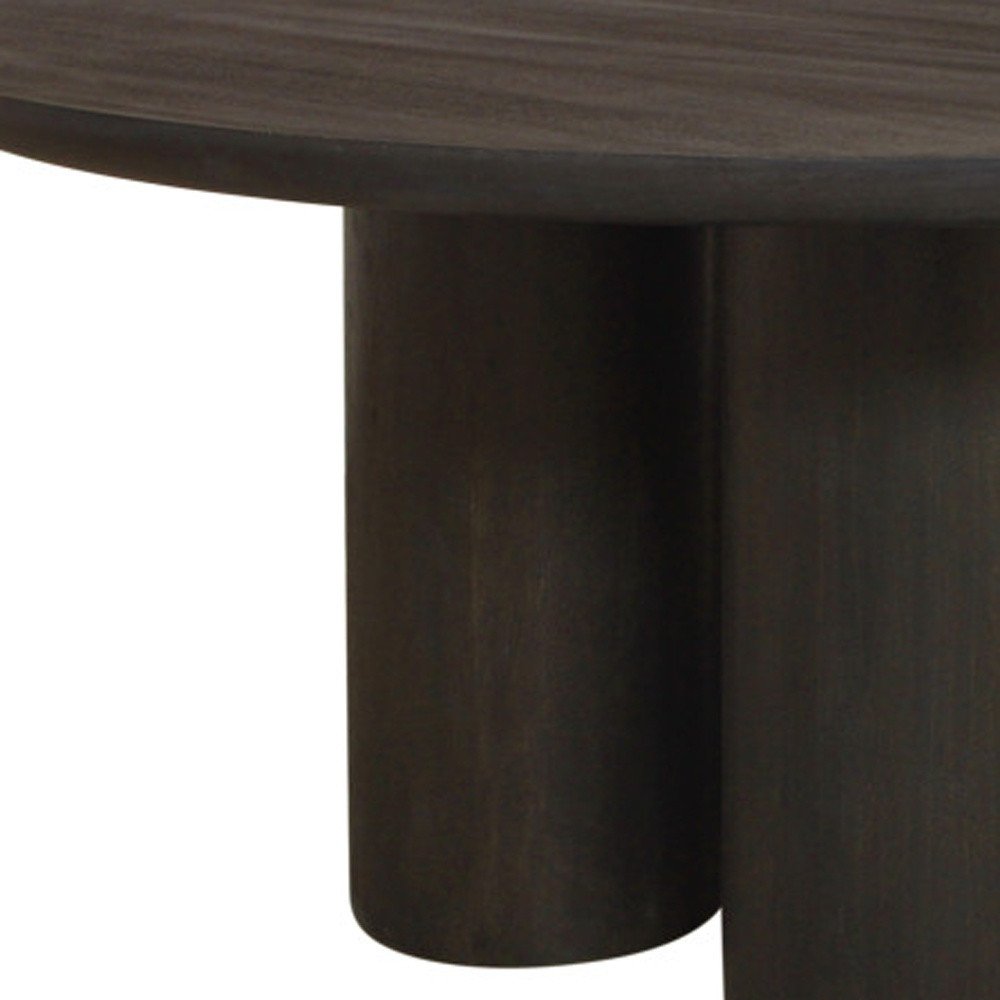 Seven Piece Dark Brown Round Solid Wood Dining Set with Six Chairs HomeRoots