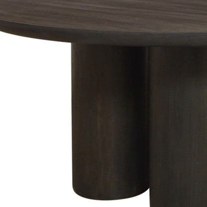 Seven Piece Dark Brown Round Solid Wood Dining Set with Six Chairs HomeRoots