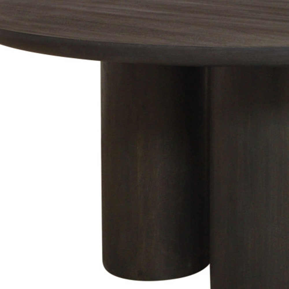 Seven Piece Dark Brown Round Solid Wood Dining Set with Six Chairs HomeRoots