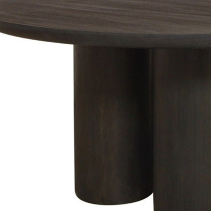 Seven Piece Dark Brown Round Solid Wood Dining Set with Six Chairs HomeRoots