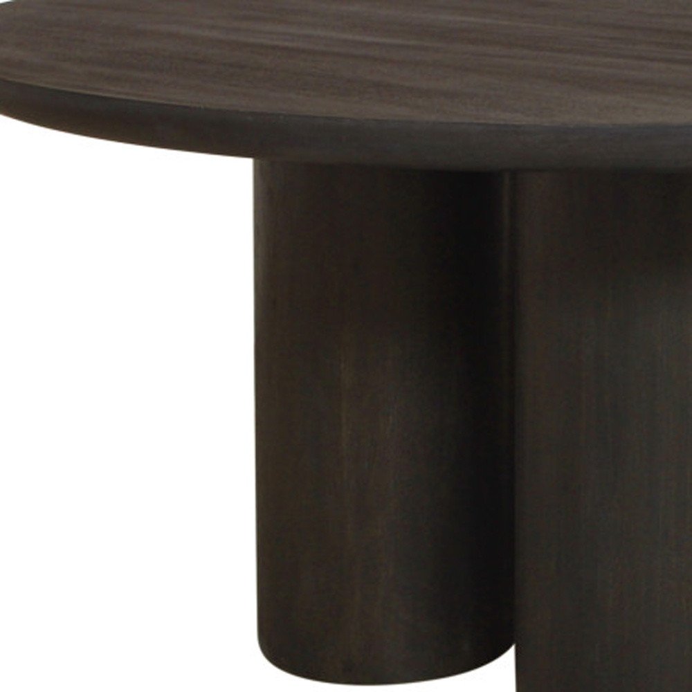 Seven Piece Dark Brown Round Solid Wood Dining Set with Six Chairs HomeRoots
