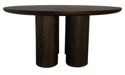 Seven Piece Dark Brown Round Solid Wood Dining Set with Six Chairs HomeRoots